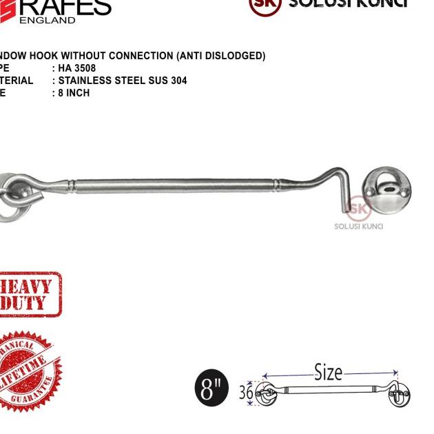 Hak Angin Stainless Steel SUS 304 RAFES (Anti Patah)