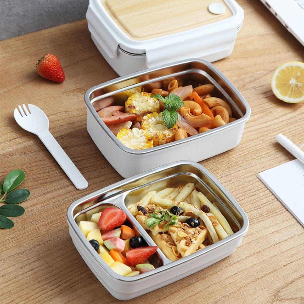 Preva Lunch Box Microwavable Rectangle Grid Untuk Pelajar Pekerja Kantor Wadah Makanan