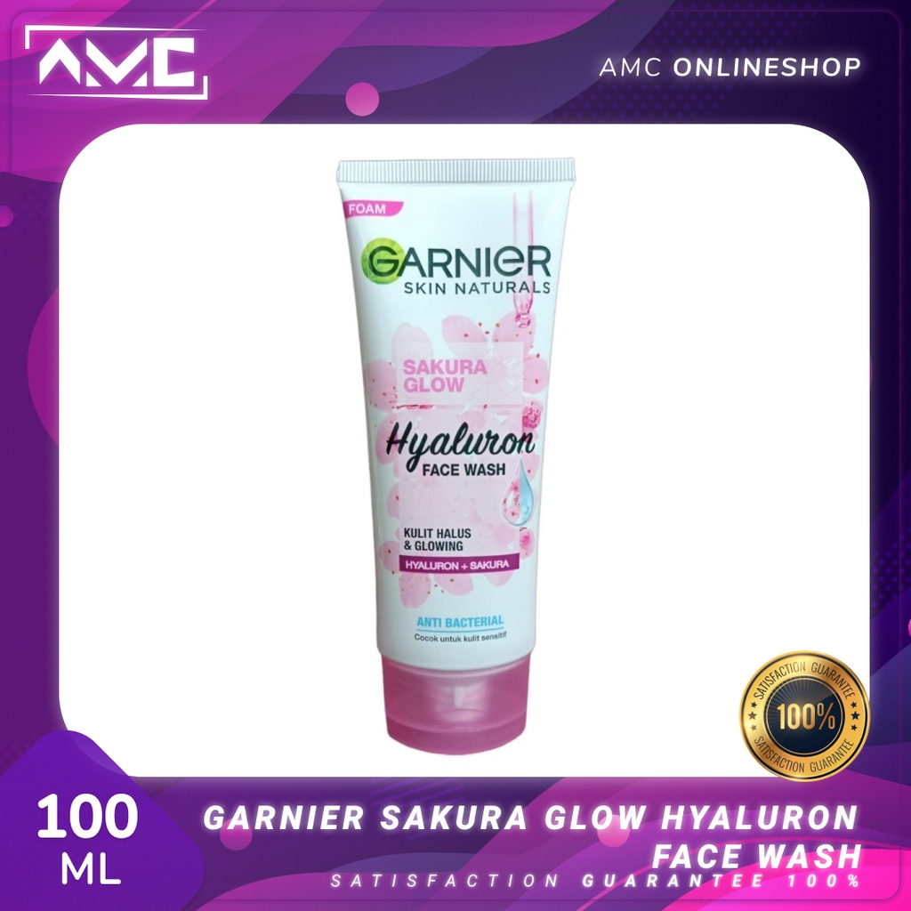 Jual Garnier Sakura Glow Hyaluron Face Wash Anti Bacterial 100mL