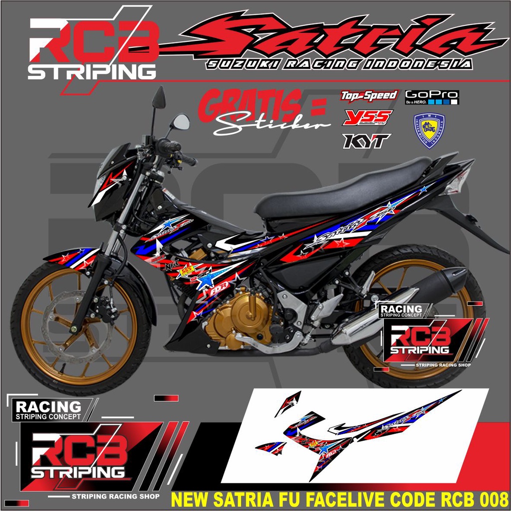 (COD) Striping Satria Fu / F 150 New Facelift FL 2013 2014 2015 Variasi satria f satria 150 RCB 008
