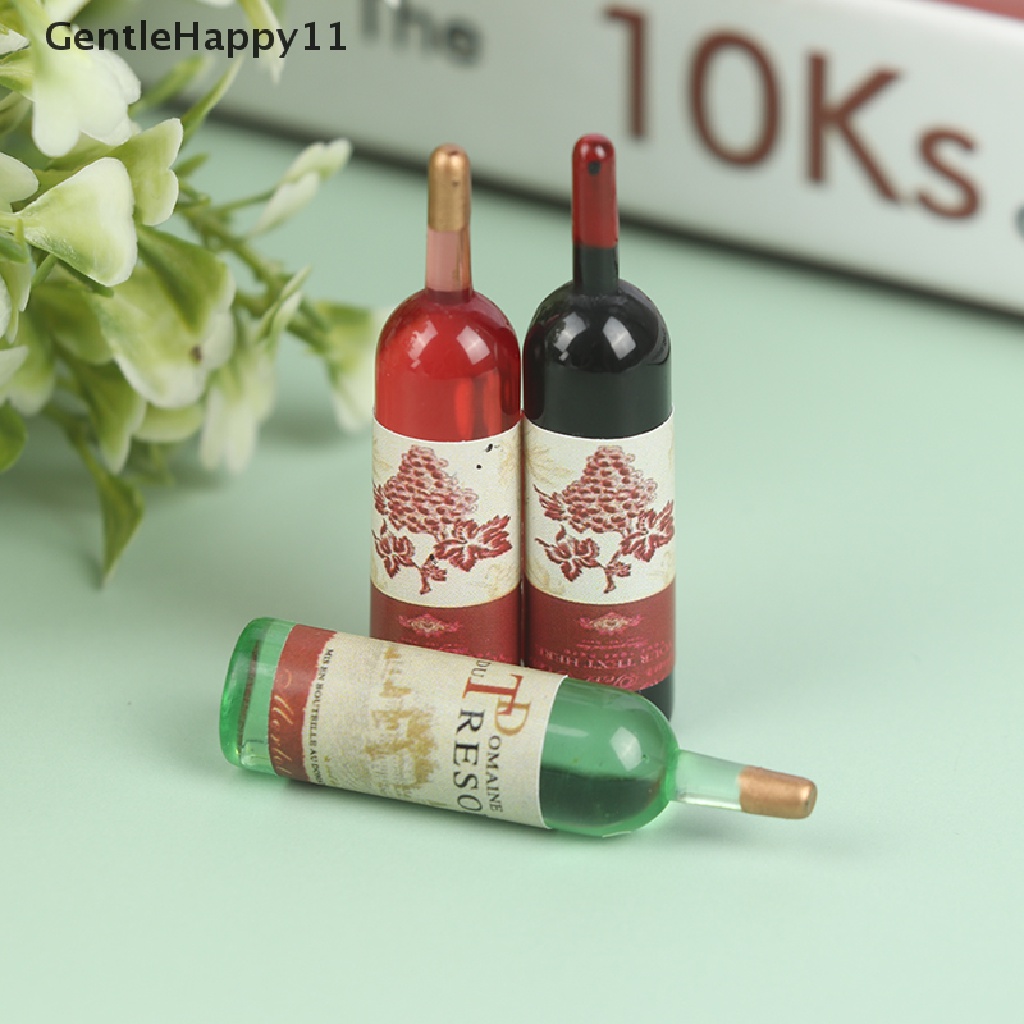 Gentlehappy 3pcs/set1per12rumah Boneka Miniatur Simulasi Botol Anggur Wine Gelas Model Mainan id