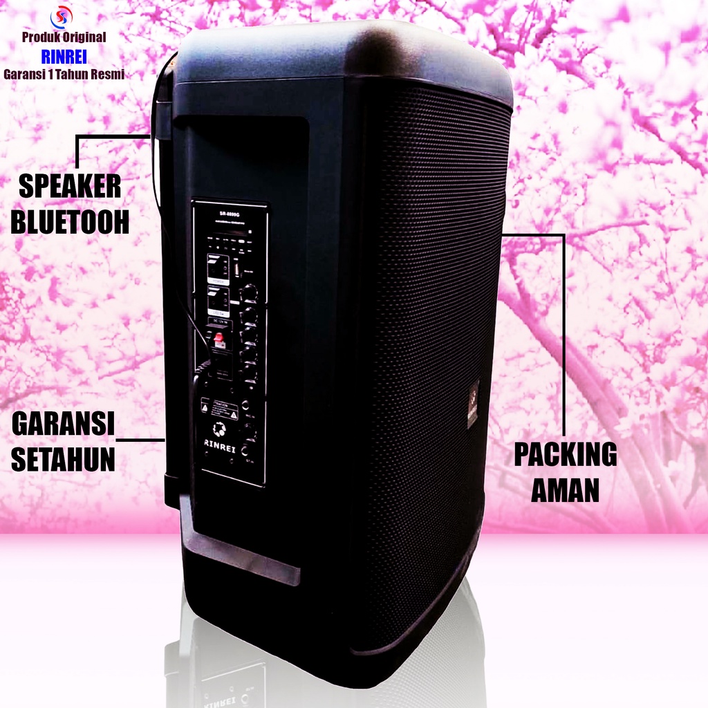 Speaker Bluetooth Speaker Bass Speaker Portable aktif RINREI 15 inch SR 8899G Speaker Karaoke Garansi Resmi