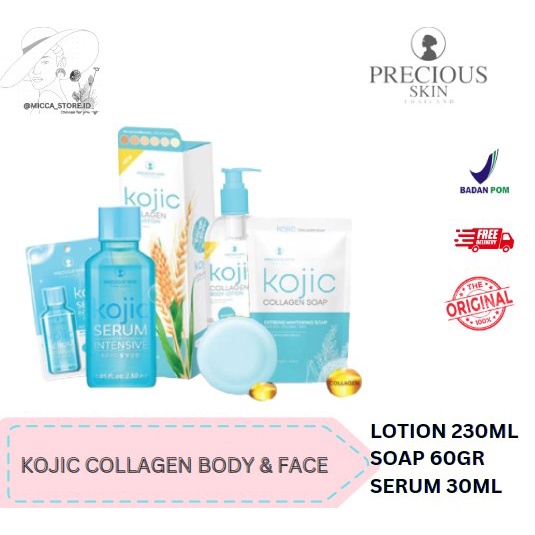 Precious Skin Thailand Kojic Collagen Extreme Whitening Body &amp; Face Set / Body Lotion / Sabun / Serum / Set