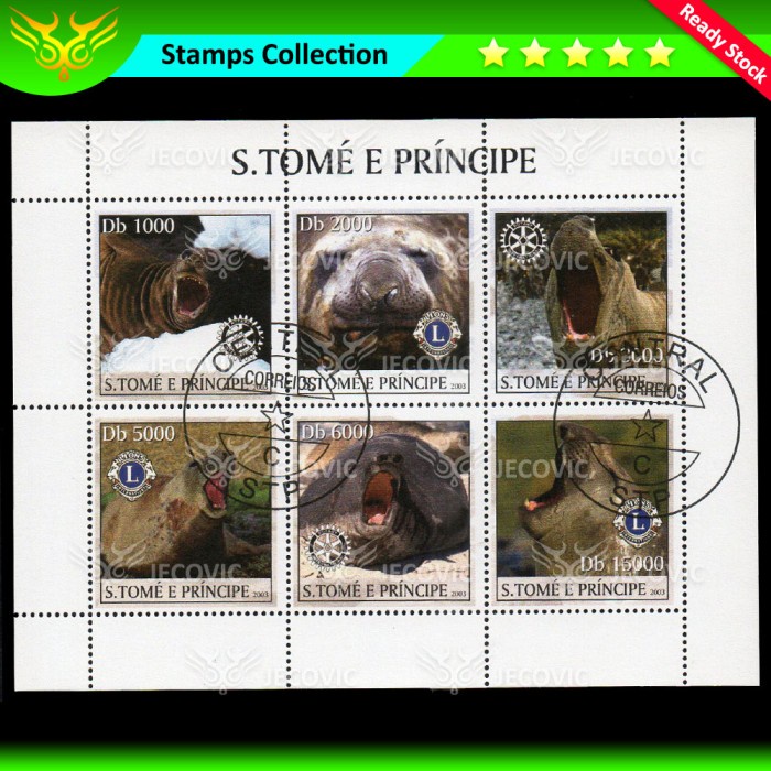 

S Tome E Principe 2003 Animals Series, Prangko Souvenir Sheets