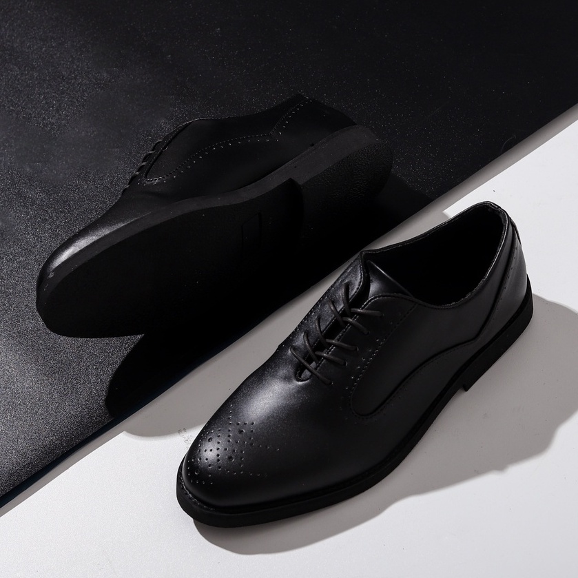 CERBERUS BLACK - Sepatu Pantofel Formal Oxford Pria Kerja Kantor Casual Sepatu Pantopel Hitam Tali Original