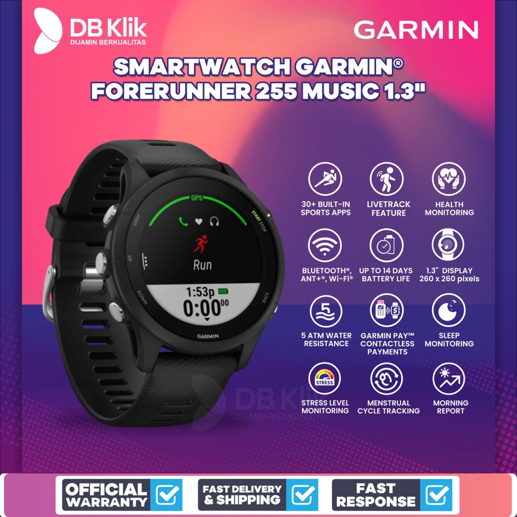 Smartwatch GARMIN FORERUNNER 255 Music 1.3&quot; - Garmin FORERUNNER 255