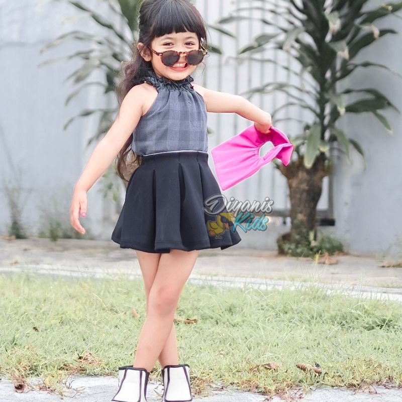 SETELAN KUBIKA-Setelan Rok Scuba dan Blouse Tartan Anak | Oneset anak perempuan