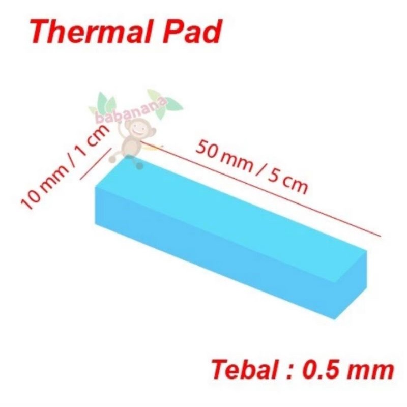 Thermal pad 50mm x 10mm x 0.5mm prosesor 5x1cm memory heatsink 0.5mm