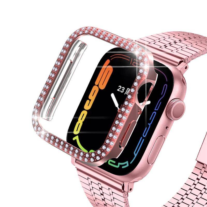 Case Pelindung Bumper Hias Berlian Bling Untuk Apple Watch Seri 8 7 6 5 4 3 2 1 SE2 45mm 41mm 44mm 42mm 40mm 38mm