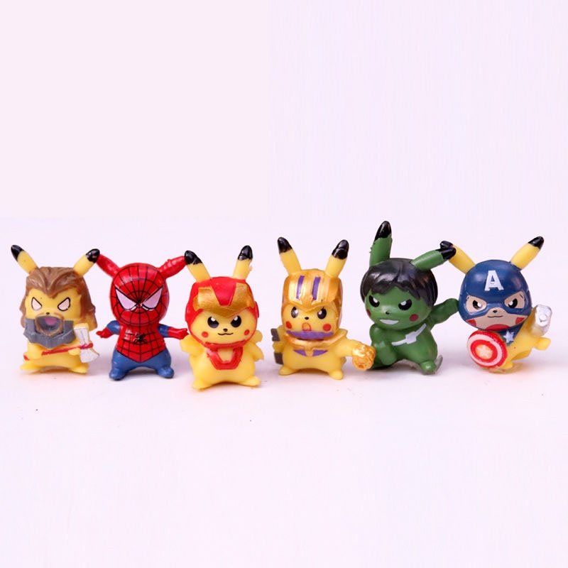 6pcs / Set Mainan Boneka Anime Pokemon TAKARA TOMY Pikachu Mini Untuk Hadiah Ulang Tahun Anak