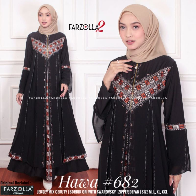 Gamis Jersey Abaya Hitam Turkey Wanita Bordir