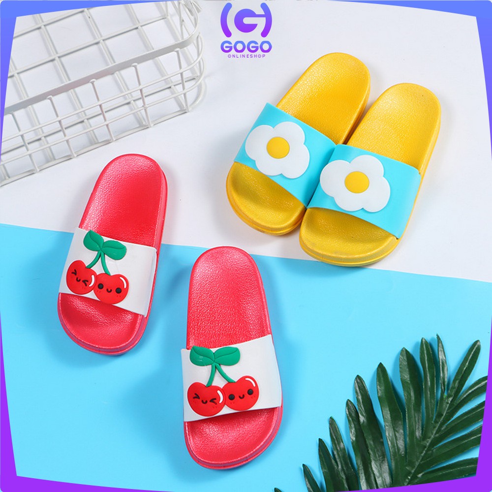 GOGO-S47 Sendal Anak Perempuan Slip On Bahan PVC Motif Buah Empuk Anti Licin /  Sendal Selop Nanas Gemoy Unisex Cewek Cowok Korean Style / Slipper Fruity Soft Elastic Import