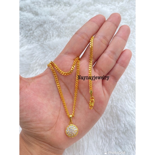 Kalung koin Lempis bulat full / warna 24k mirip emas 45 cm