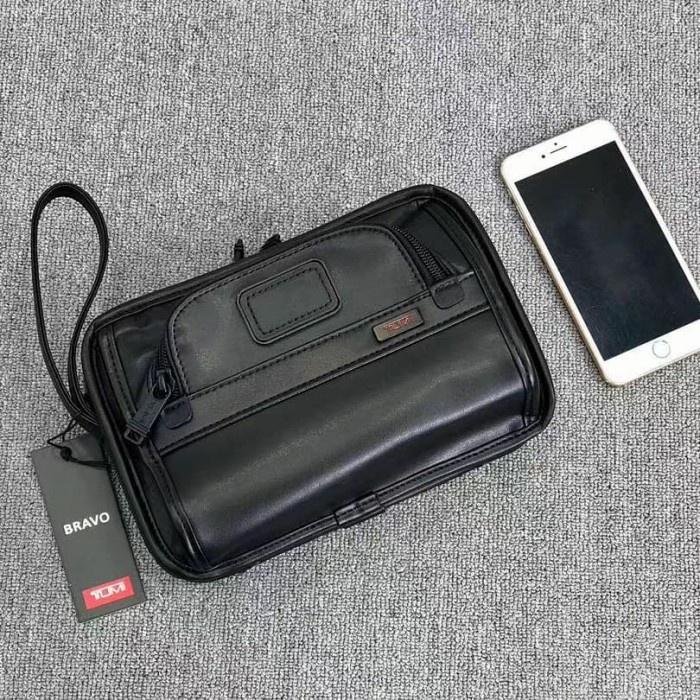 Clutch Pria Tumi Clutch Leather Organizer Black Free Embos-Tumi