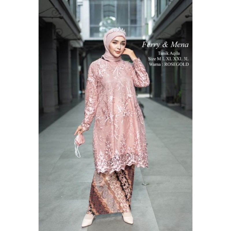 KEBAYA TUNIK AQILA JUMBO TILLE PREMIUM MUTIARA MODERN KEBAYA PESTA KEBAYA KONDANGAN KEBAYA WISUDA KEBAYA TUNIK BRUKAT