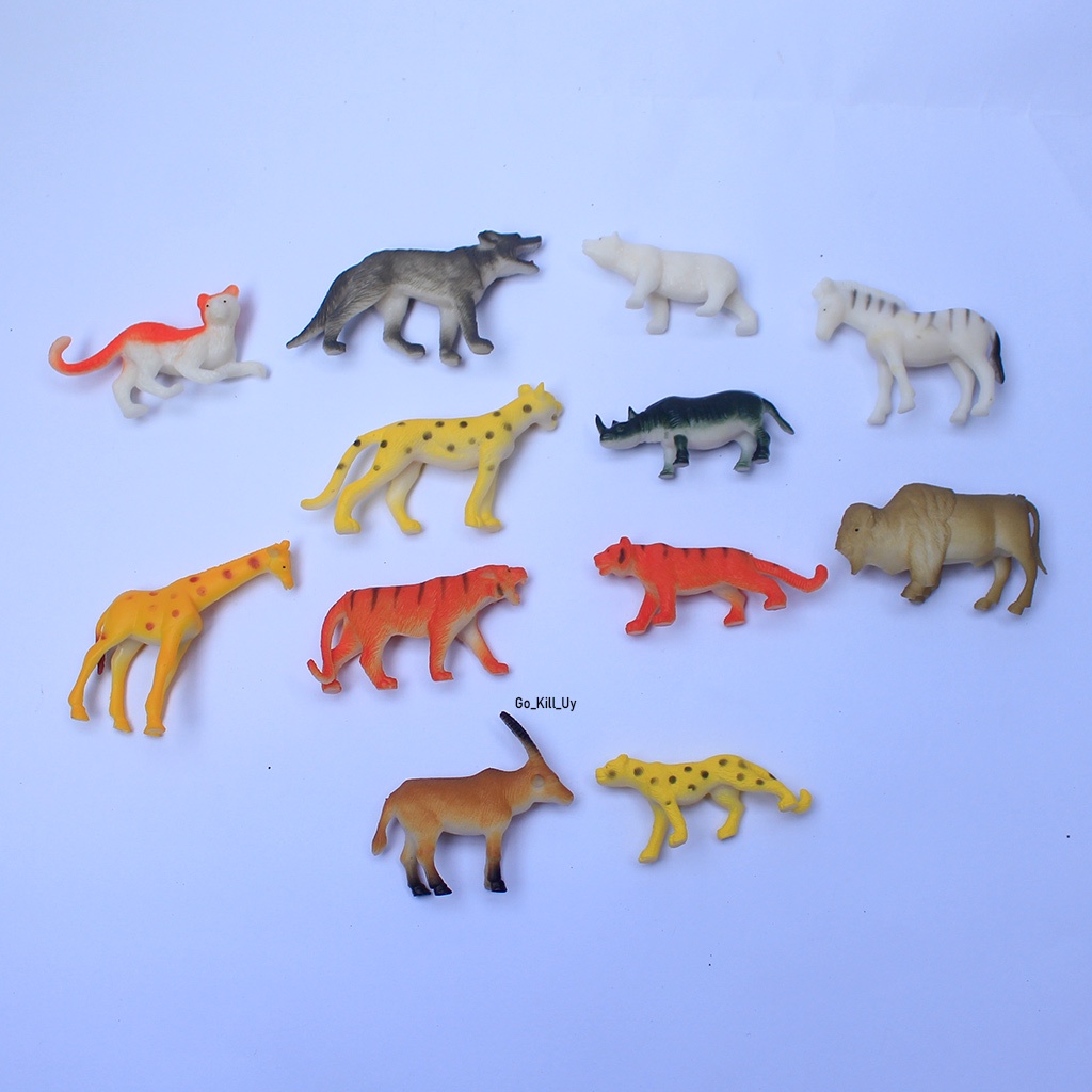 Mainan Hewan hewan karet isi 12 berbeda WILD ANIMAL  A588 Singa Jerapah Macan DL Wild Animal Isi 12 