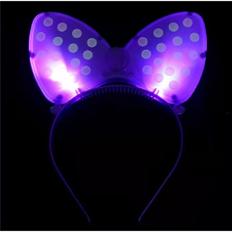 Bando Boneka Pita MINNIE MOUSE Lampu LED Nyala Bandana Party