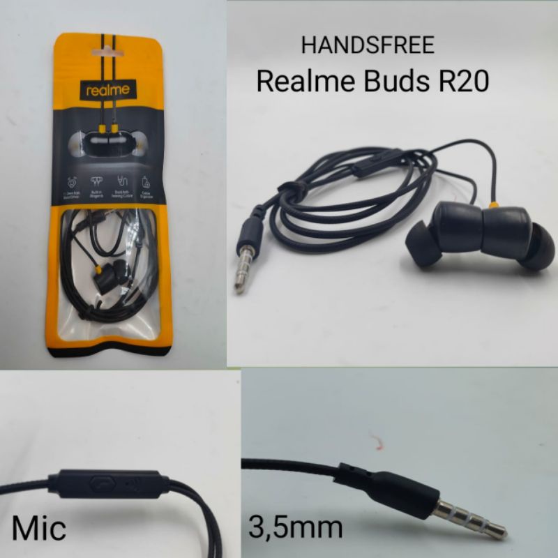 EARPHONE HANDSFREE HEADSET REALME BUDS R20 STEREO SUPER BASS