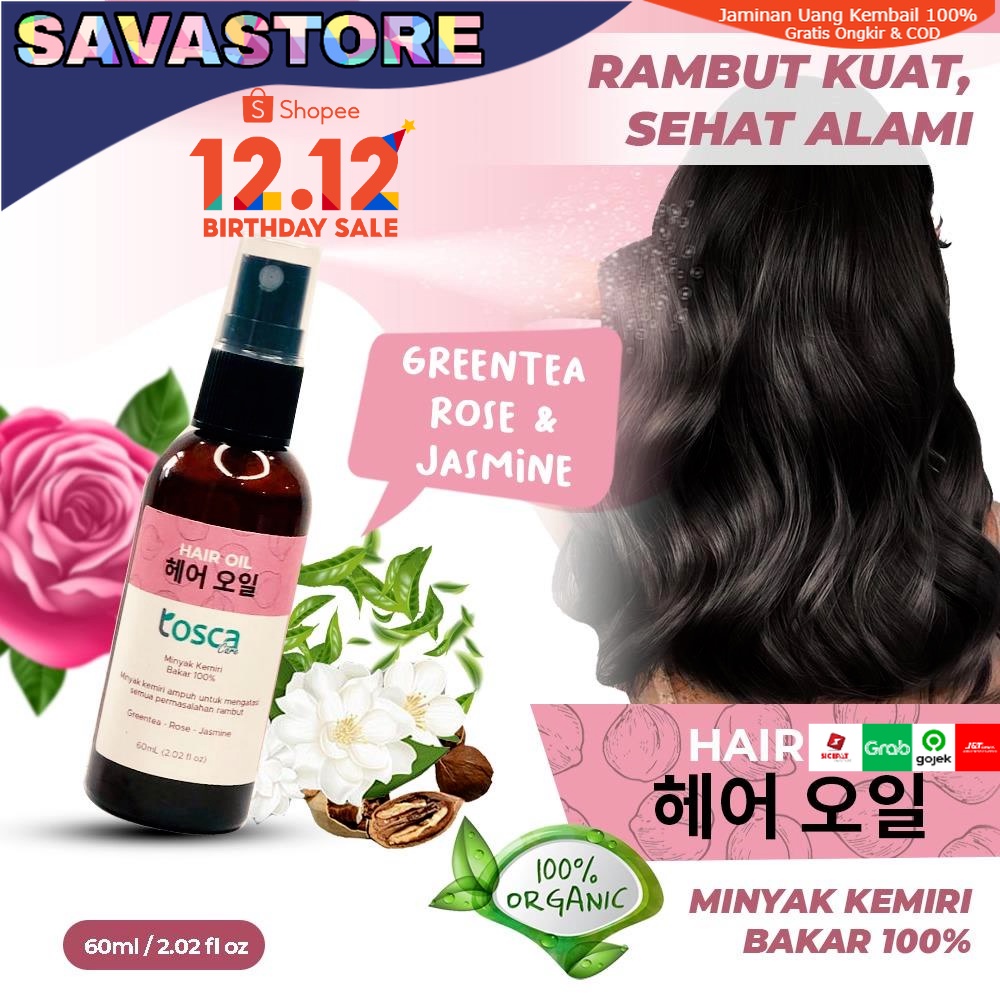 MINYAK KEMIRI BAKAR MURNI TOSCA HAIR OIL ATASI RONTOK RAMBUT 60ML