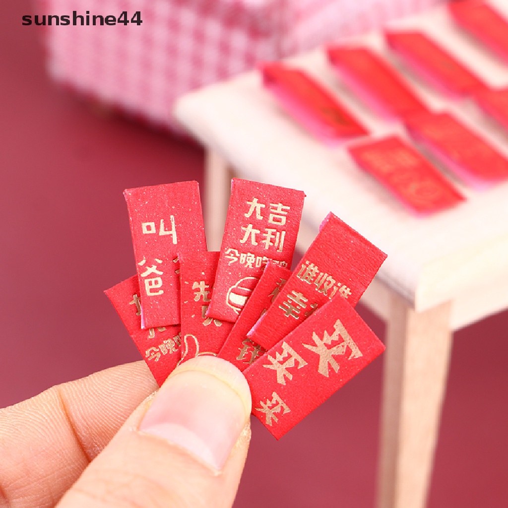 Sunshine 10Pcs Mainan Stiker Amplop Merah Skala 1: 12 Untuk Dekorasi Rumah Boneka