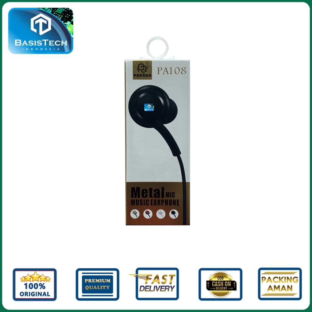 EARPHONE HEADSET STEREO EARPHONE WITH MIC - PAPADA PA108