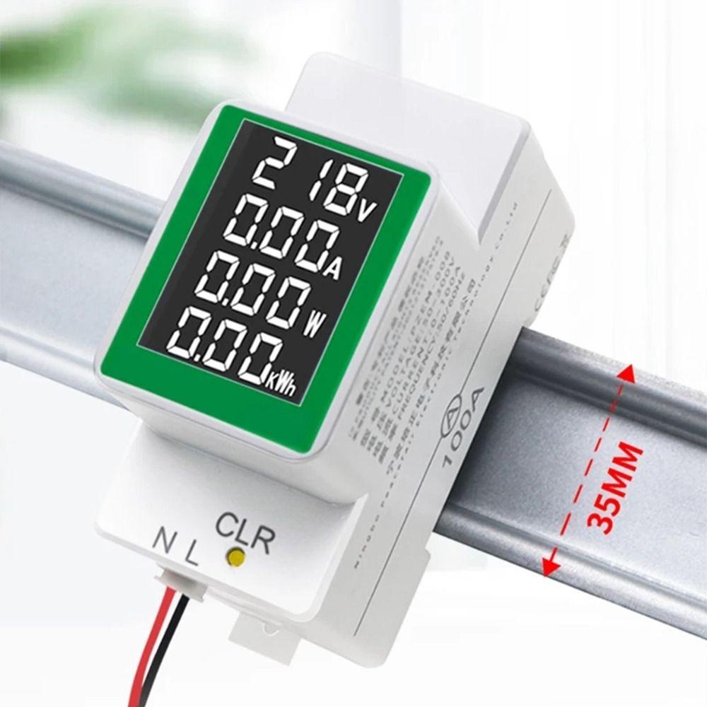 Solighter Din Rail Wattmeter Tester Volt Amp Power Factor Time Energy Voltage Current Monitor Ammeter
