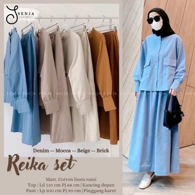 Reika set//setelan bahan katun linen rami