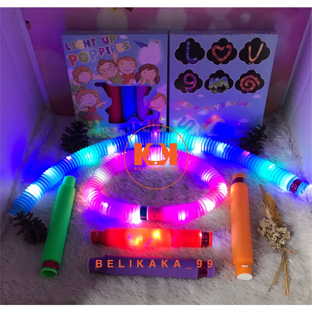 MAINAN ANAK SELANG NYALA LIGHT UP POP PIPES VIRAL / MAINAN SELANG LAMPU / POP LIGHT / SELANG LAMPU POLOS WARNA WARNI / MAINAN ANAK LAMPU LED / SELANG LED / LIGHT UP TUBES POP PIPES LED