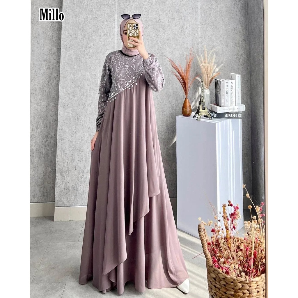 Zaheen Moeslim Cloth ~ Dress Kekinian Wedding Dress Wanita | Diandri Maxy Pesta | Pakaian Kondangan Pesta Wanita Seragaman Bahan Ceruty Babydoll Armany Mix Brukat | Fashion Busana Muslim Wanita Trend Terbagus Mevvah Elegant Simpel | Tersedia 8 Varian Warn-2