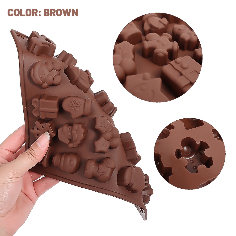 Cetakan Kue / Coklat / Biskuit / Mousse DIY Bentuk Snowman / Pohon Natal 25 Lubang Bahan Silikon