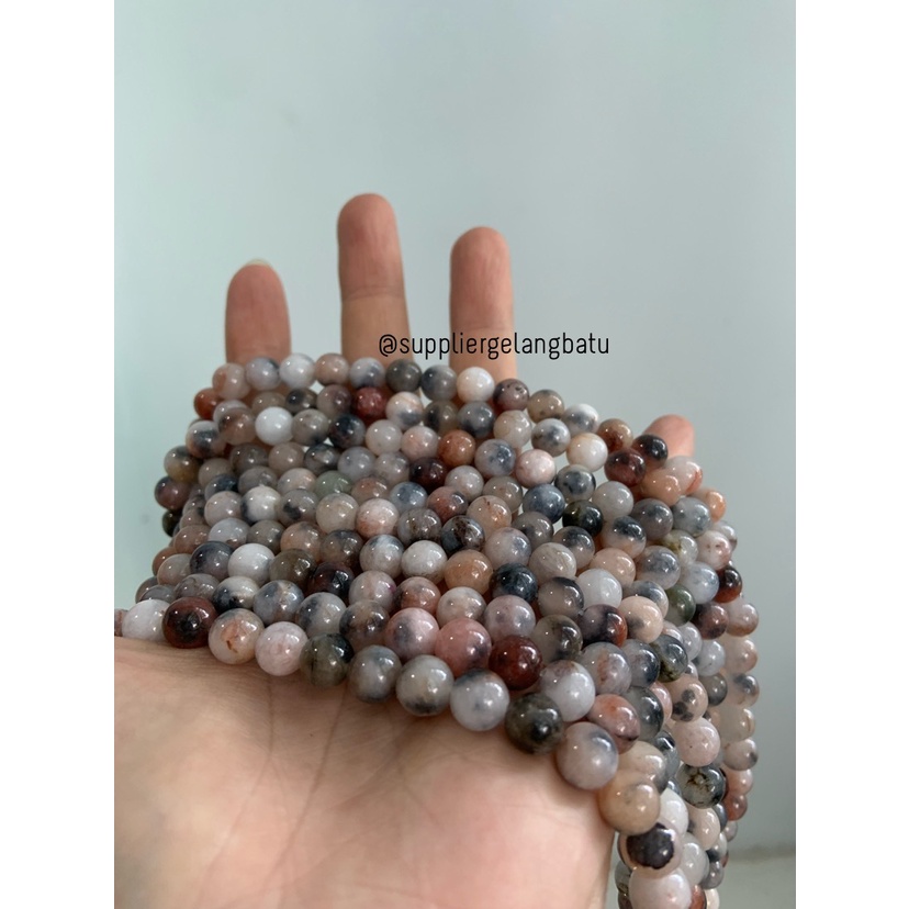 bahan batu giok indian agate putih bacan 8mm white india akik natural