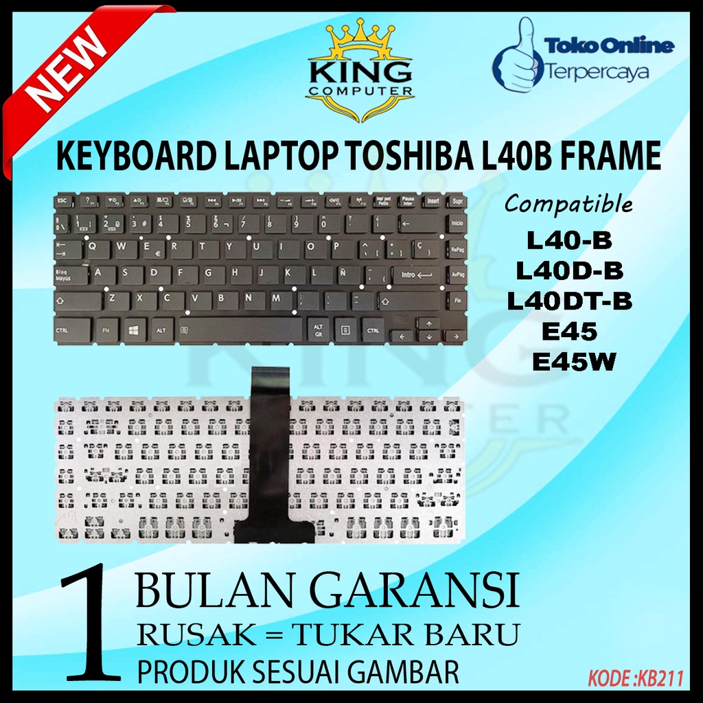 Keyboard Toshiba L40B L40-B L40D-B L40DT-B E45 E45W FRAME - Black