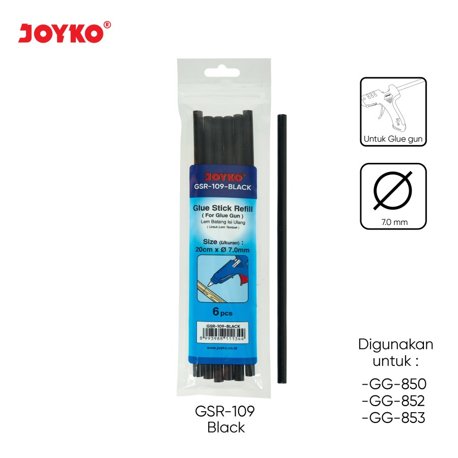 

Glue Stick Refill Lem Bakar Isi Lem Tembak Joyko GSR-109 ~ 113 6 PCS - GSR-109 Black