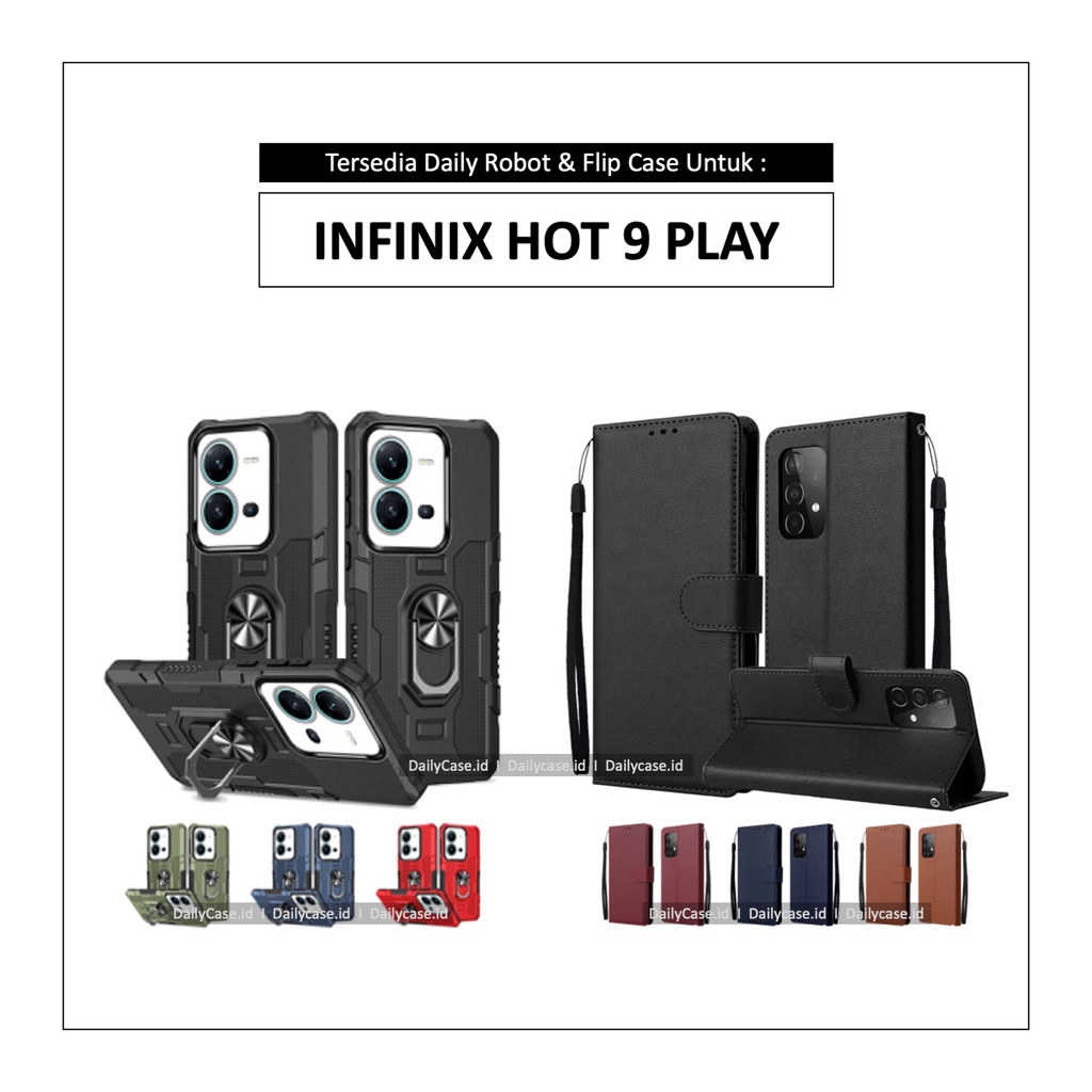 Flip Case / Robot Armor INFINIX HOT 9 PLAY Terbaru Casing Hardcase Kesing HP Ringstand