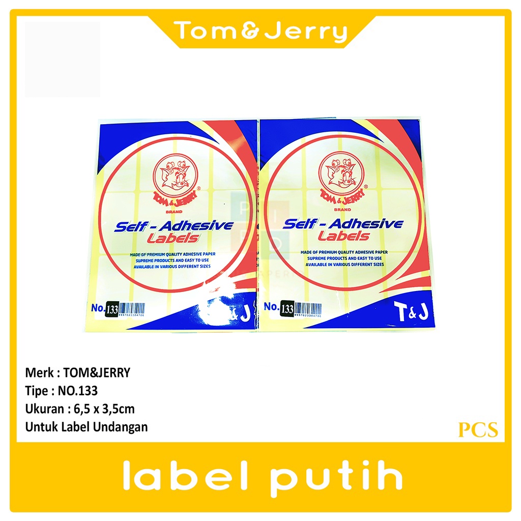 

TOM&JERRY - Label Putih No 133 Self Adhesive - Per Pad