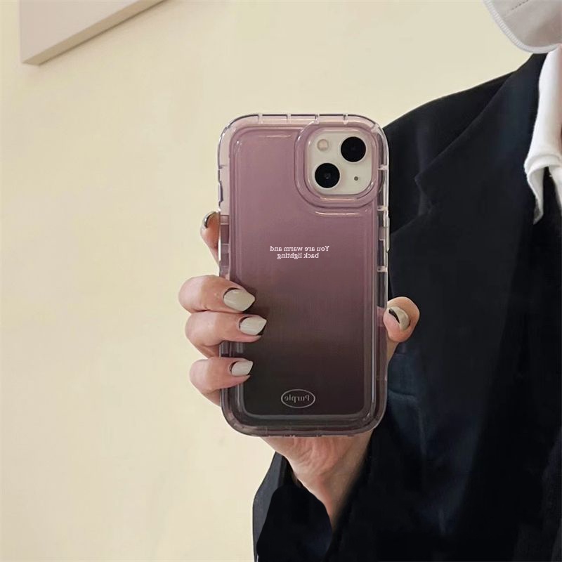 Casing Soft Case TPU Silikon Transparan Ungu Untuk IPhone 14 13 12 11 Pro XS Max XR X 8 7 6 6S Plus