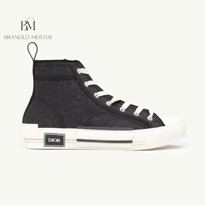 CHRISTIAN DIOR B23 Oblique Kumo High Top Sneakers in Black/White