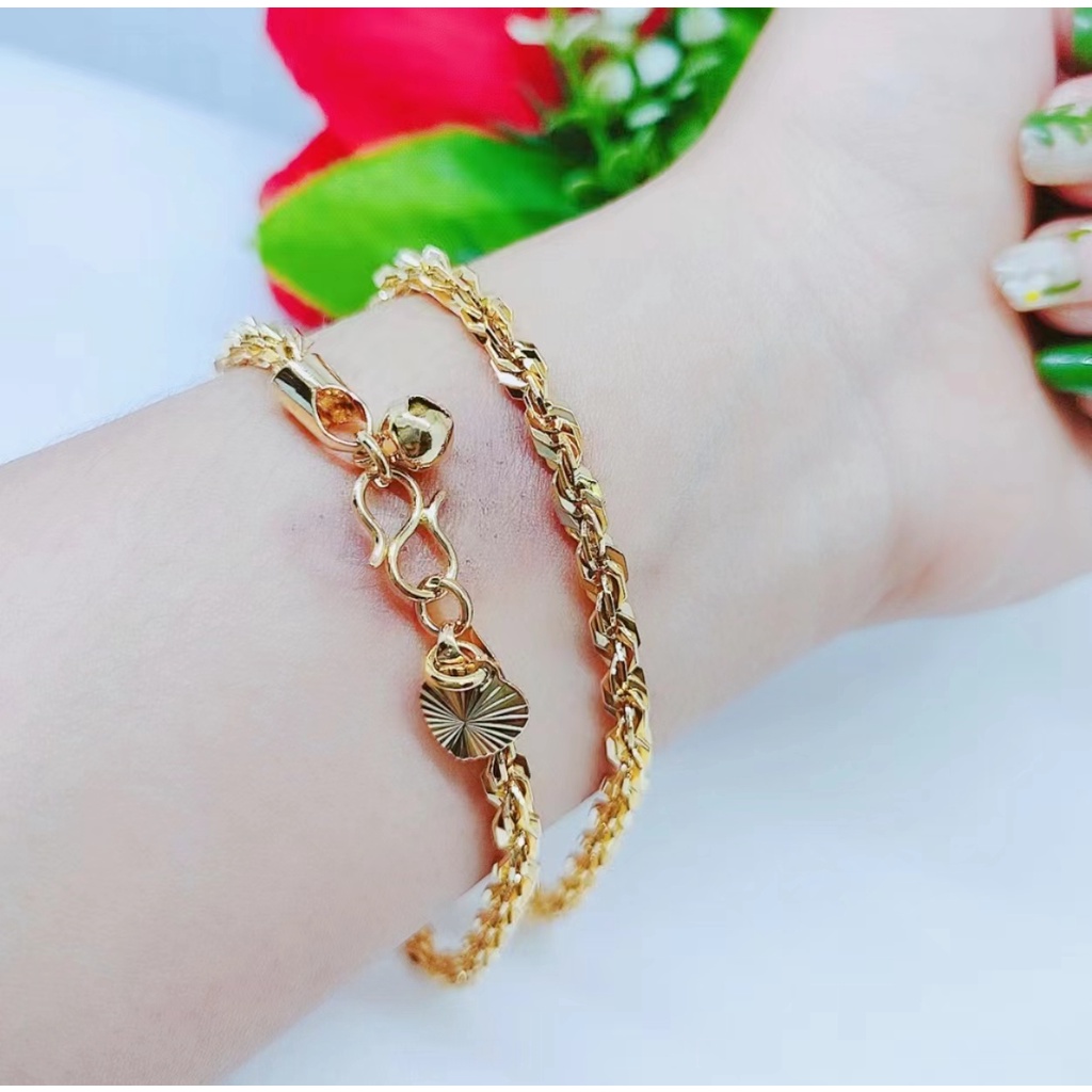 Gelang Xuping Rantai Polos Lapis Emas 24k Perhiasan Wanita D008/009/010