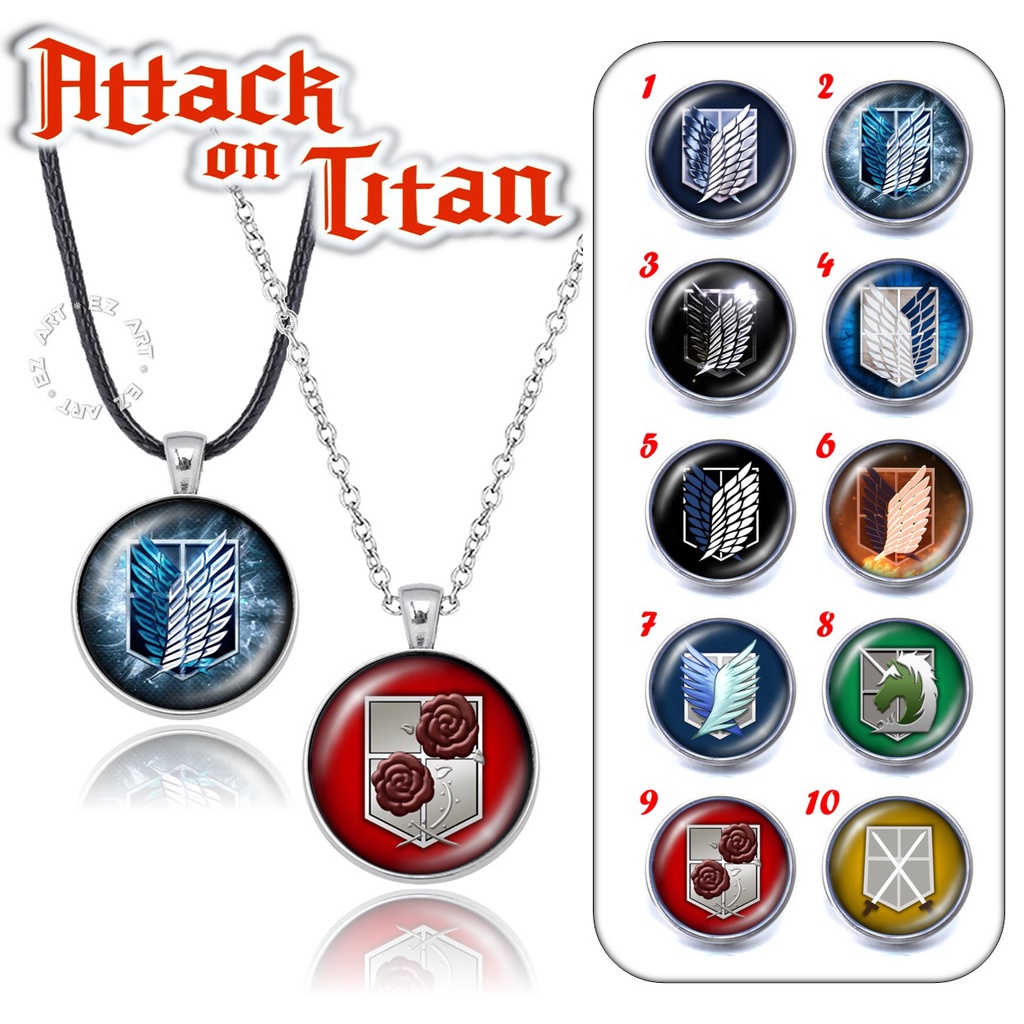 KALUNG ANIME LIONTIN SIMBOL ATTACK ON TITAN WINGS OF FREEDOM TALI KULIT RANTAI STAINLESS STEEL