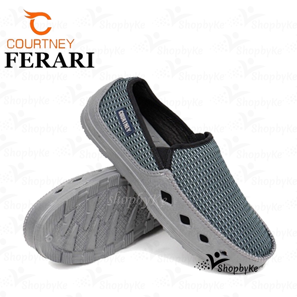 Sepatu Selop Pria Courtney FERARI Warna HITAM BIRU ABU Size 38-43 - Fashion Casual Pria