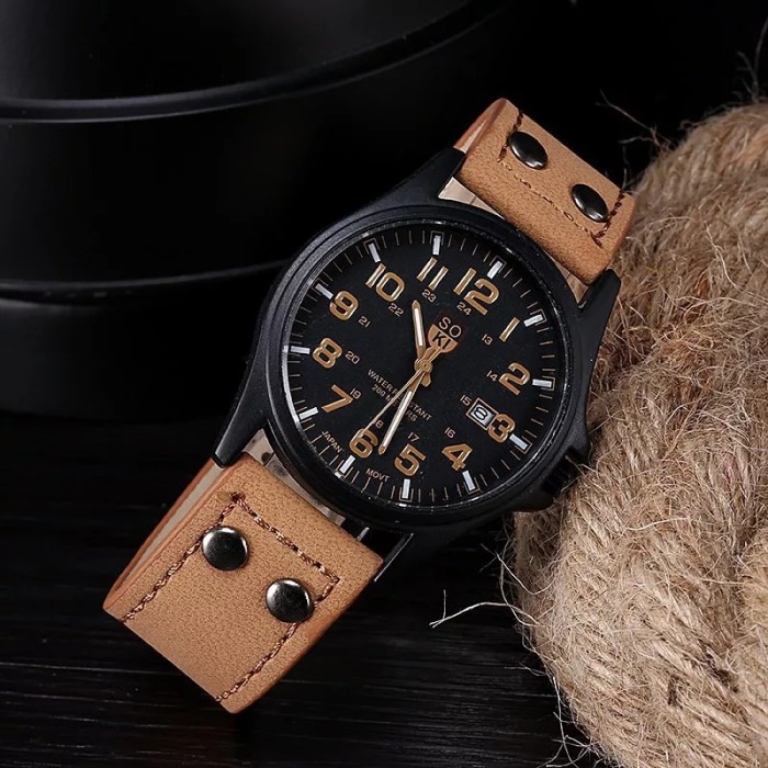 Jam Tangan Pria Analog Casual Kulit Waterproof