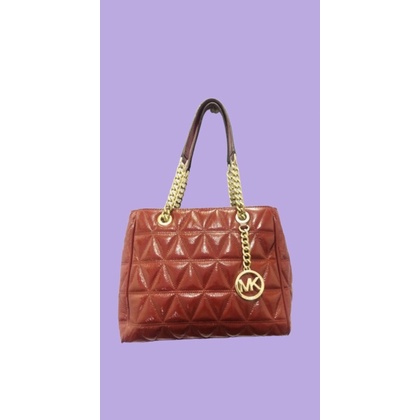 TAS TOTE MK MICHAEL KORS RANTAI VIVIANE MAROON