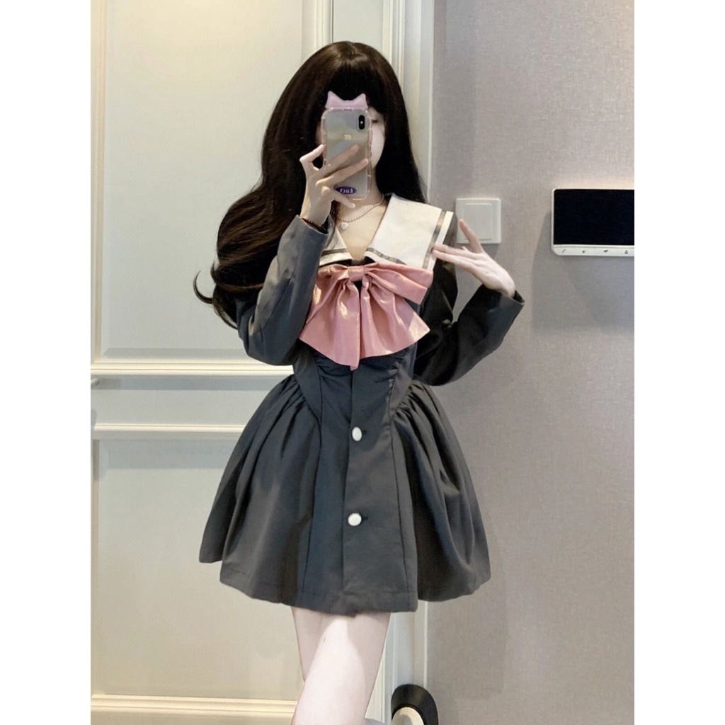 #Sisjuly# Pakaian jalanan kasual baru wanita gaun busur V-neck