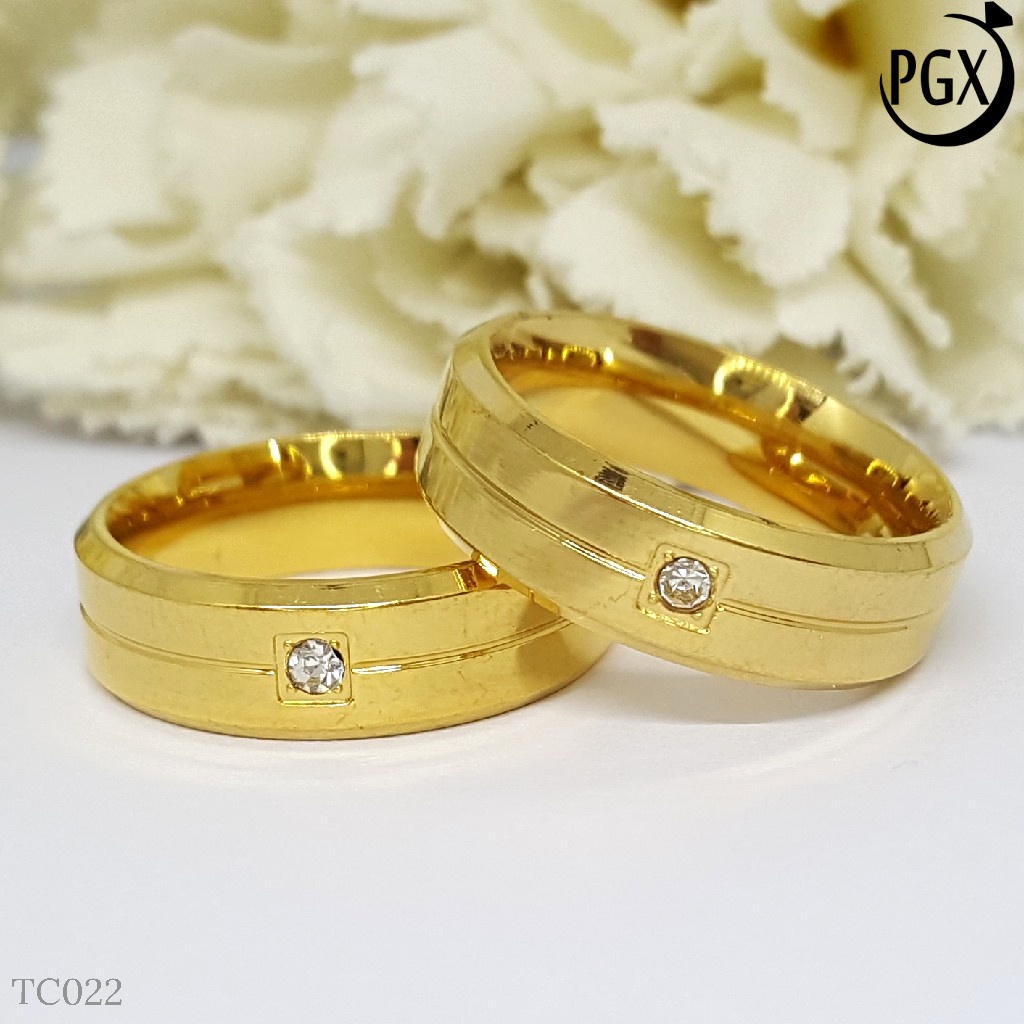 PGX Cincin Titanium Couple Aksesoris Fashion Perhiasan Anti Karat - TC022