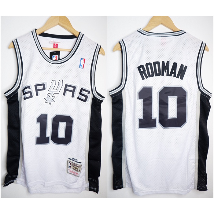 JERSEY BASKET NBA CLASSIC HWC SPURS #10 DENNIS RODMAN PUTIH MITCHELL&NESS