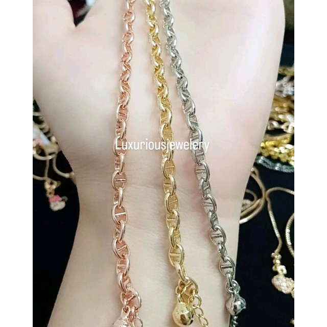 Gelang tangan Rantai paperclip Replika Berlian lapis emas