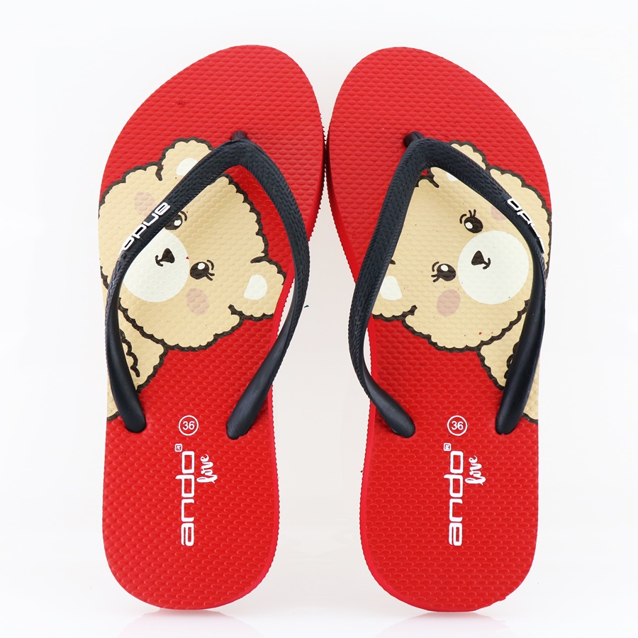 NEW Ando Coco Bear Merah - Sandal Jepit Wanita Terbaru 2022