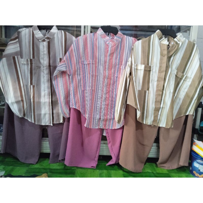 MEKA1995//SETELAN KEMEJA SALUR CELANA CRINKLE