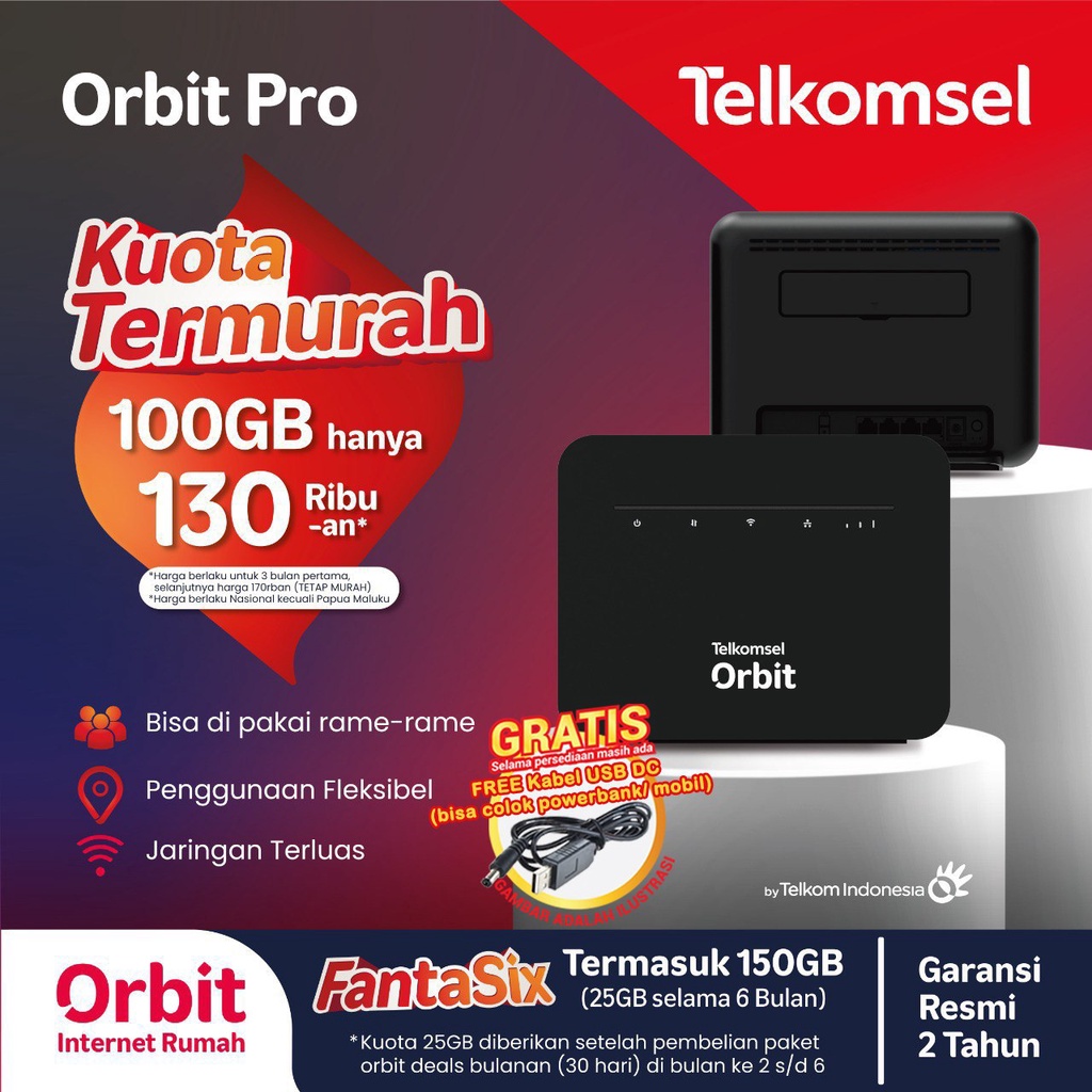 Modem Orbit Pro HKM281 Router FREE PAKET 150GB - Garansi Resmi