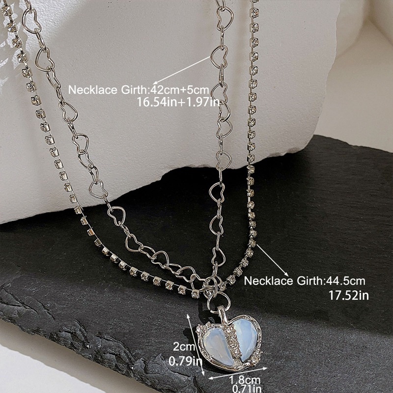 Fancyqube Kalung Choker Rantai Klavikula Hias Liontin Hati Gaya Punk Vintage Untuk Wanita